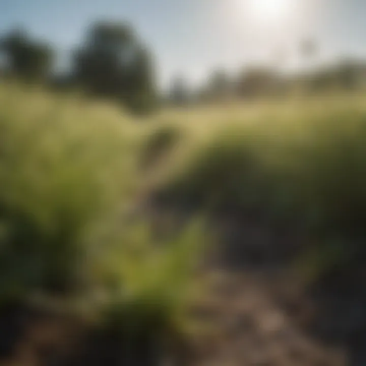 A landscape showing seasonal changes affecting centipede grass health.