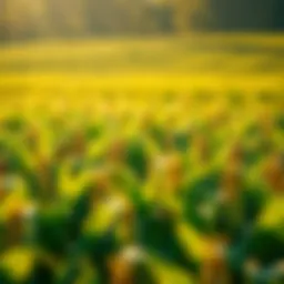 Vibrant sweet corn field under sunlight