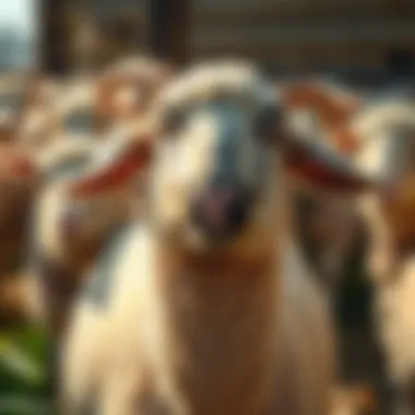 Nutritional supplements for show lambs on a farm.