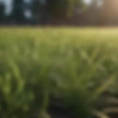 Close-up of various grass types with detailed characteristics