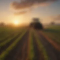 Sunrise over a field ready for herbicide application