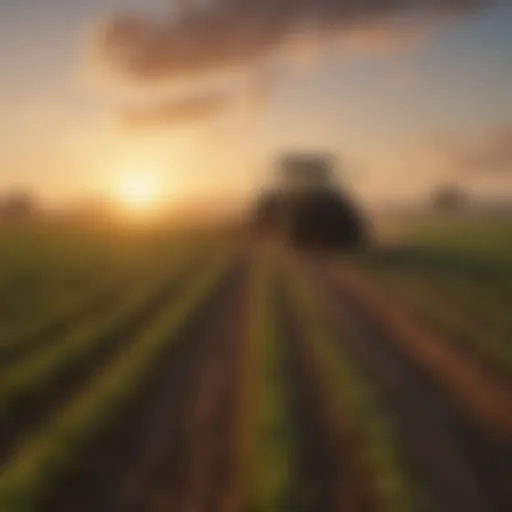 Sunrise over a field ready for herbicide application