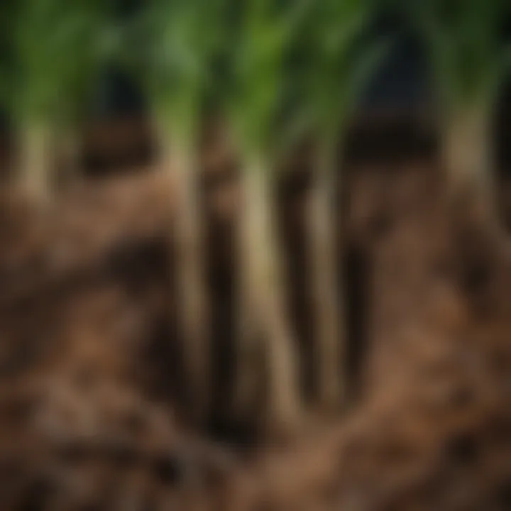 Close-up of zoysia plug roots demonstrating growth potential