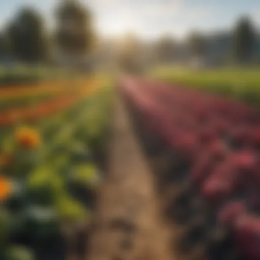 Vibrant organic farm showing diverse crops