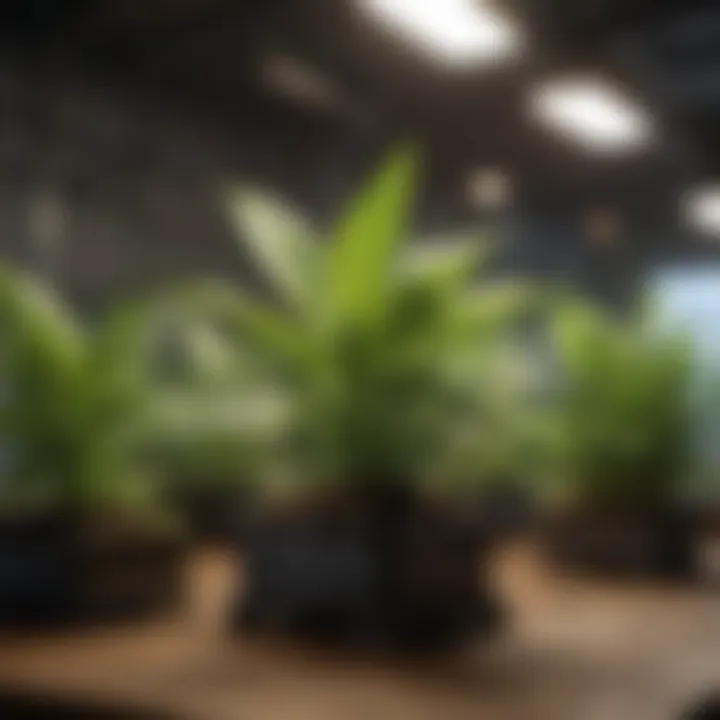 Illustration of plant growth under LED lighting