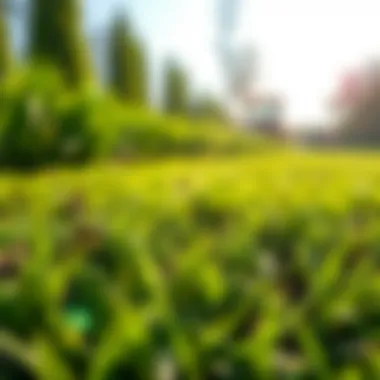 A Flourishing Landscape: The Beauty of New Sod A vibrant, newly installed sod lawn thriving under sunlight.