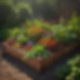 A vibrant raised garden bed made from recycled plastic lumber filled with colorful vegetables and herbs