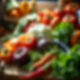 Fresh vegetables arranged on a cutting board