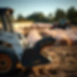 Skid steer nursery jaws in action at a horticultural site