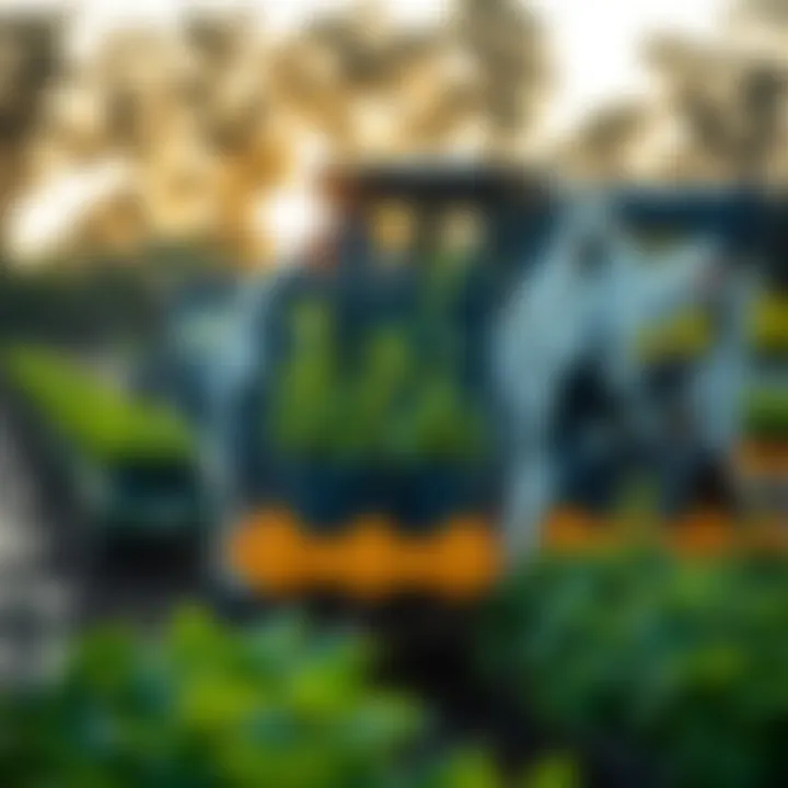 Efficient Plant Transport with Nursery Jaws Skid steer equipped with nursery jaws transporting plants efficiently