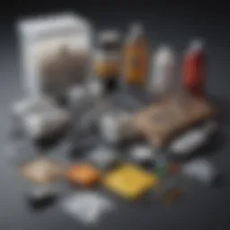 Comprehensive spill kit components laid out for inspection