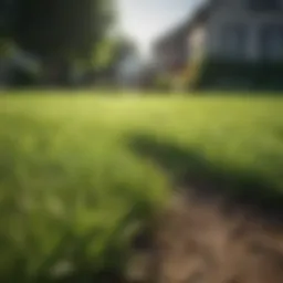 Lush green grass after application of spray-on fertilizer