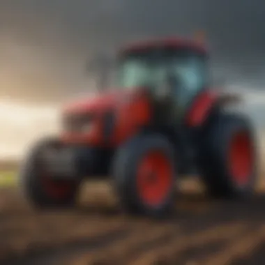 A modern agricultural tractor in action