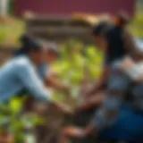 A group of individuals engaged in a community tree planting event.