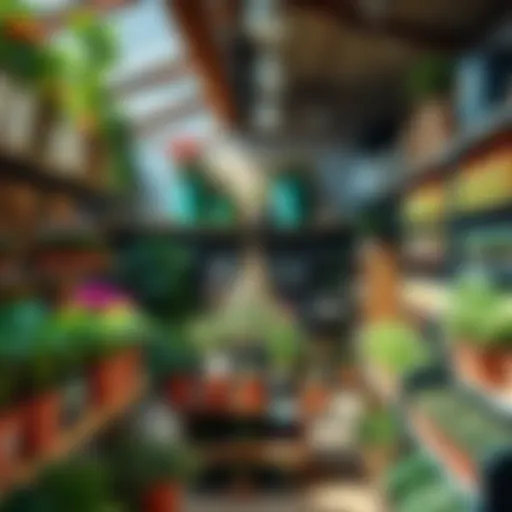 Organized Growing Store A well-organized growing store showcasing a variety of plants and products