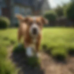Lush green lawn with visible patches affected by dog urine