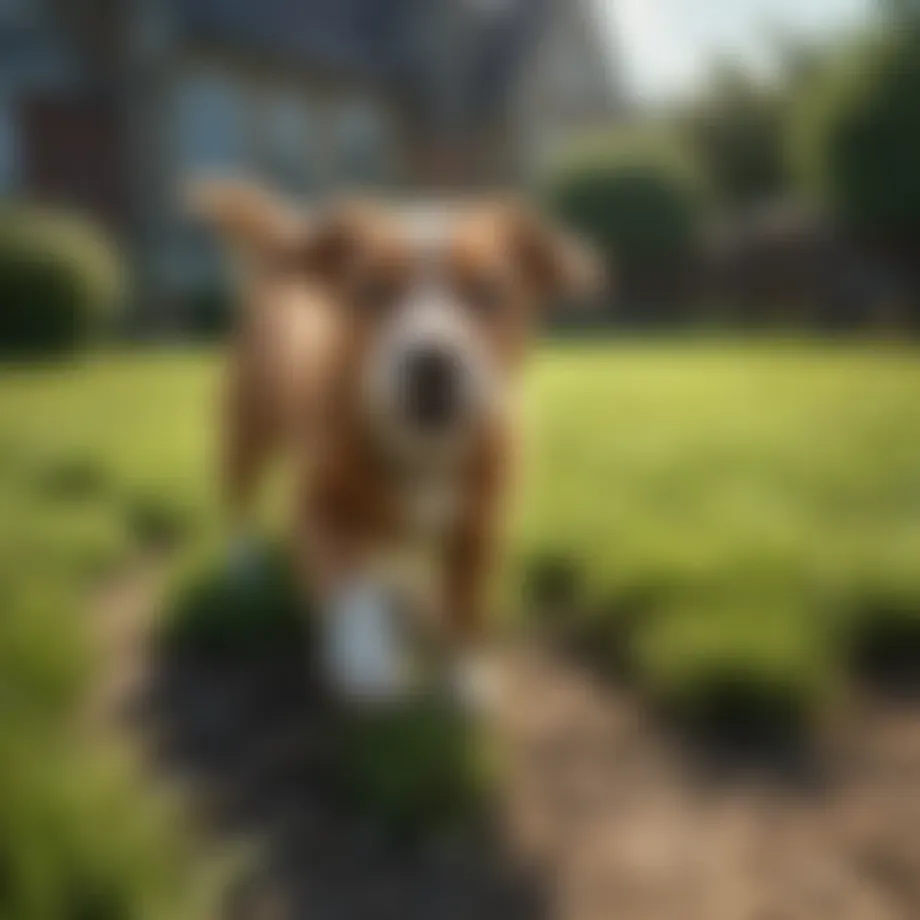 Lush green lawn with visible patches affected by dog urine