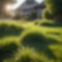 Lush green lawn under the summer sun