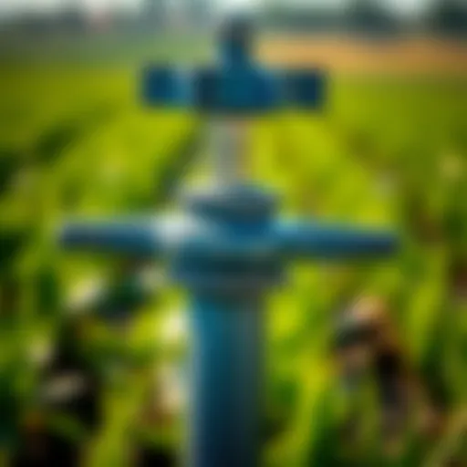 Detailed view of T post sprinkler head showcasing design features