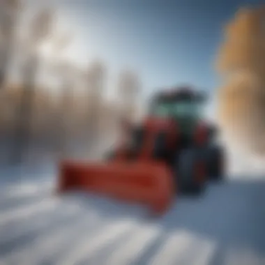 Robust Snowblower Carrier A robust snowblower carrier attached to a tractor