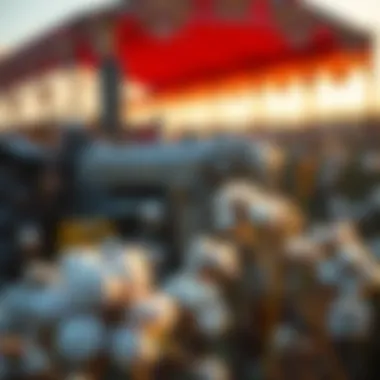 Historical depiction of cotton farming equipment