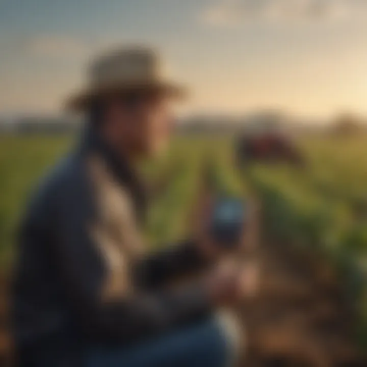 Farmers listening to radio broadcasts in the field