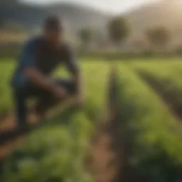 Lush green fields representing sustainable farming practices