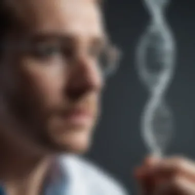 A close-up of a lab technician working with DNA