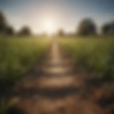 Thriving Ecosystem in Sustainable Agriculture A diverse ecosystem thriving around grass strips in a farming environment.