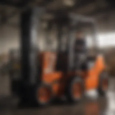 Forklift operator performing a safety check before operation