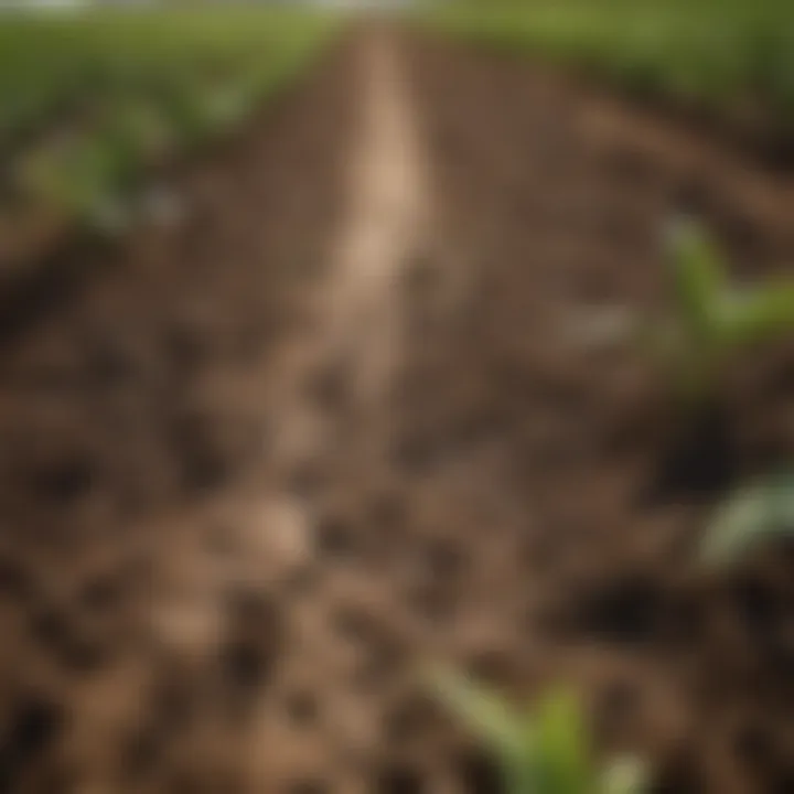 A lush agricultural field showcasing healthy crops and rich organic soil.