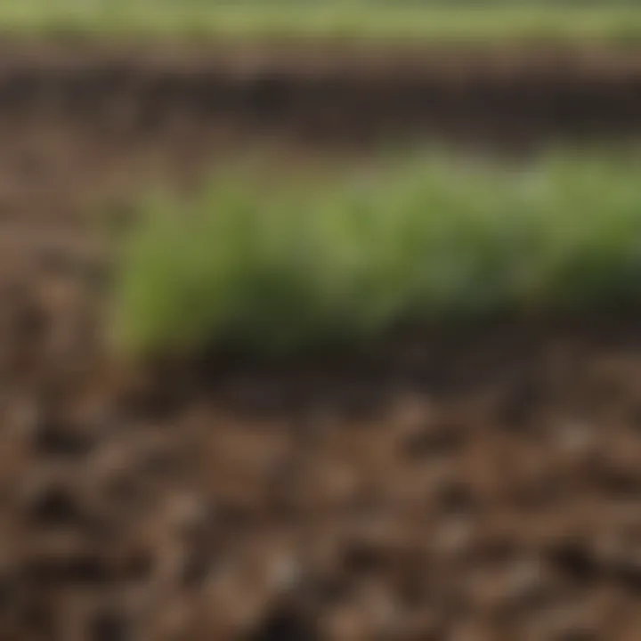 Close-up of rich soil prepared for planting perennial ryegrass seeds