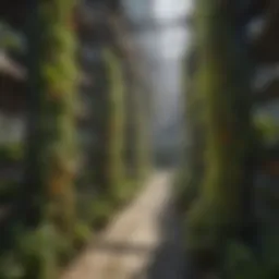 A compact urban farm showcasing vertical gardening techniques