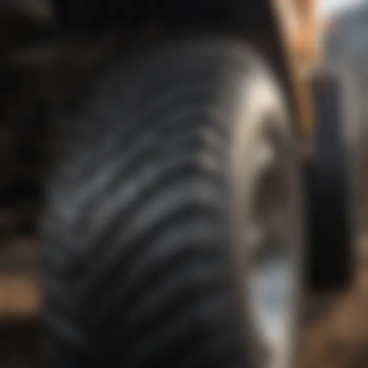 Close-up view of Titan agricultural tire tread showcasing advanced design