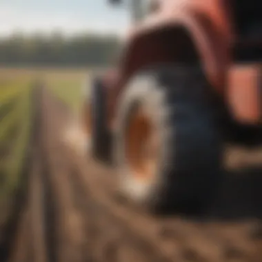 Titan agricultural tires in a field demonstrating superior traction