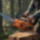 A specialized chainsaw designed for tree topping