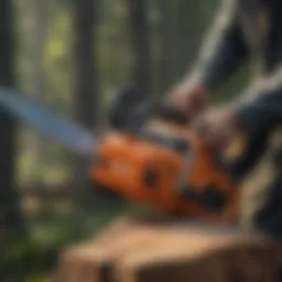 A specialized chainsaw designed for tree topping