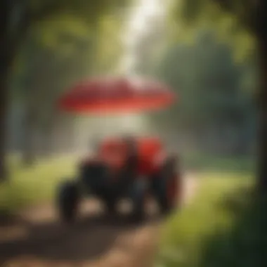 Umbrella providing shade over crops on a sunny day