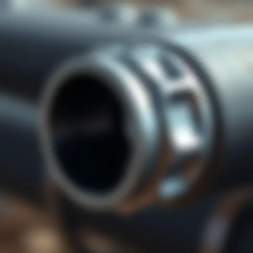 Close-up view of a stainless steel pipe nipple showing the threaded ends and smooth surface.