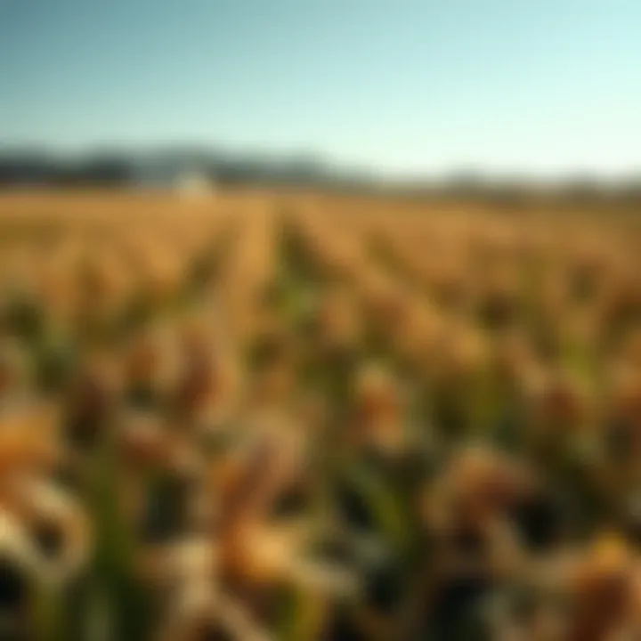 Aflatoxin Impact on Agriculture Agricultural field affected by aflatoxin contamination