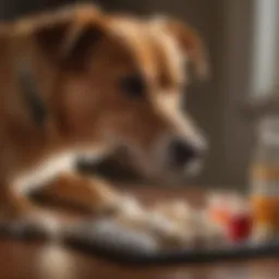 Close-up of a dog receiving medication