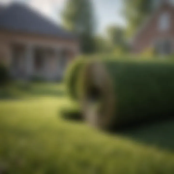 Installation of sod in a lawn