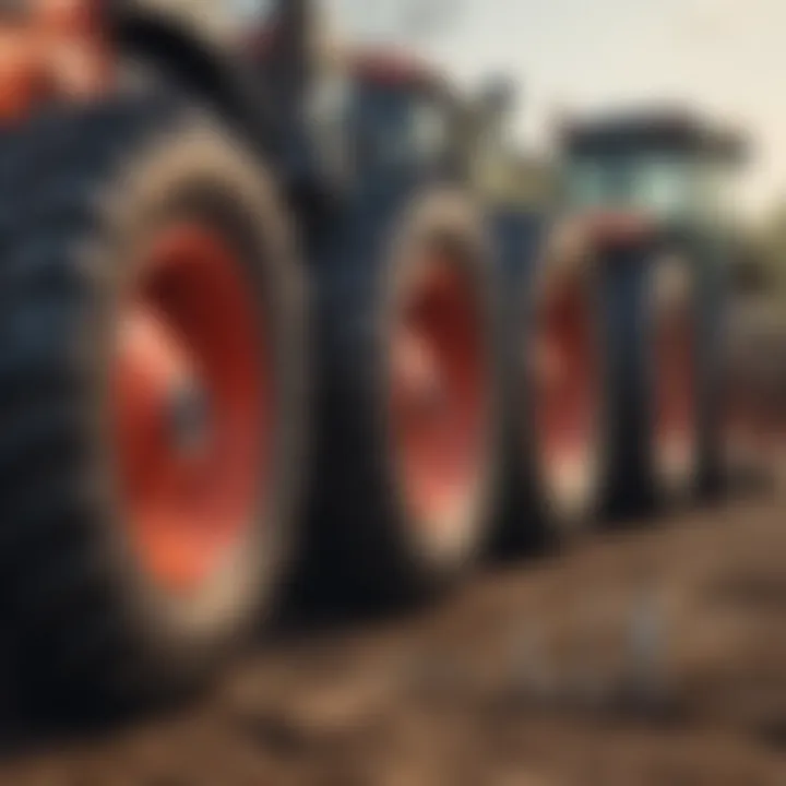 Different types of tractor forks displayed side by side for comparison.