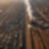 Aerial view of industrial area with evident ground pollution