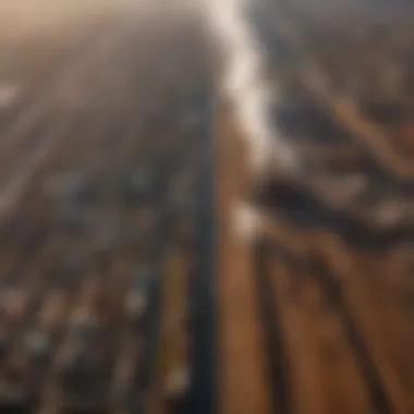 Aerial view of industrial area with evident ground pollution