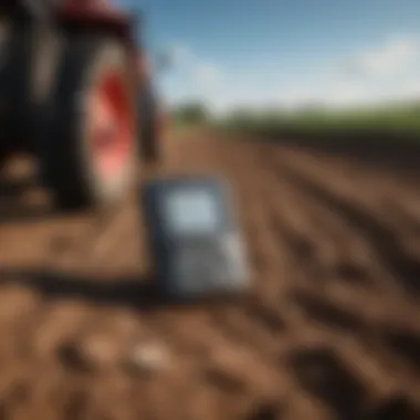 Close-up of advanced soil health monitoring tools