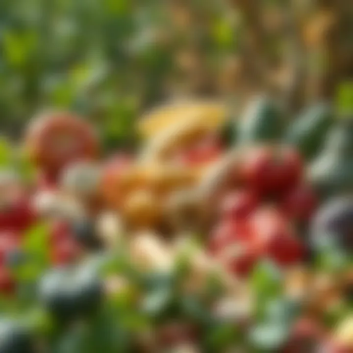 A diverse array of crops symbolizing agricultural diversity