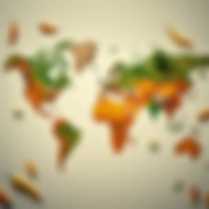 A map highlighting regions affected by food scarcity