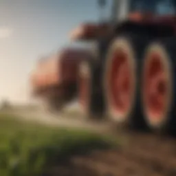 Illustration of a hydraulic aerator in action within a field