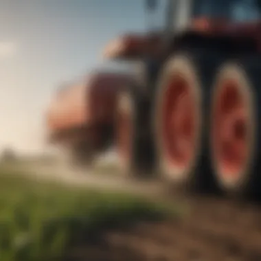 Illustration of a hydraulic aerator in action within a field